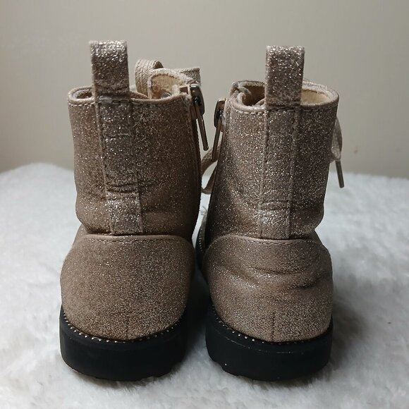 Girl's Maggie and Zoe Gold Glitter Zip Up Lace Up Boots Size 11 - Picture 3 of 9